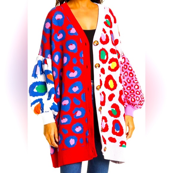 FARM Rio Sweaters - NWT FARM Rio Leopard Pop Cardigan